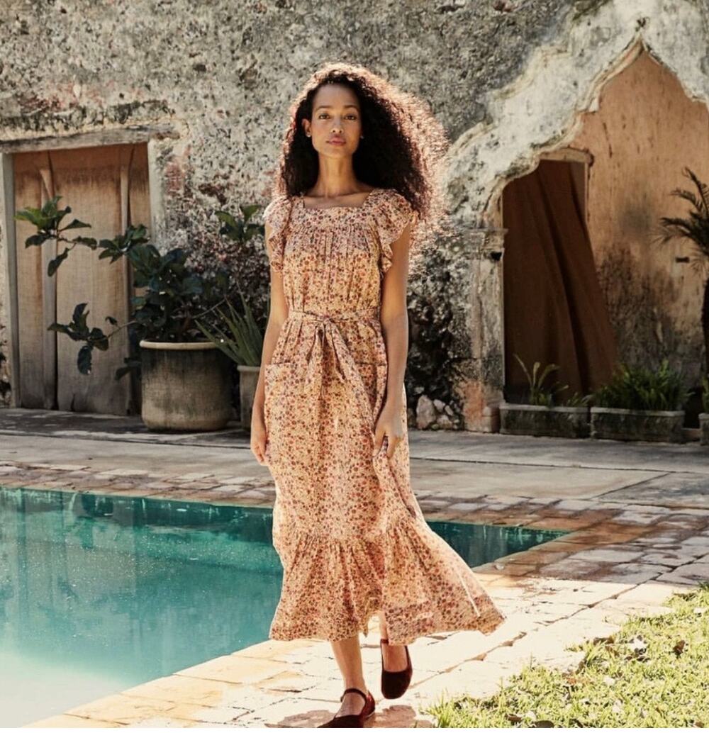 DOEN Sonnet Dress in Pink Valley Floral M